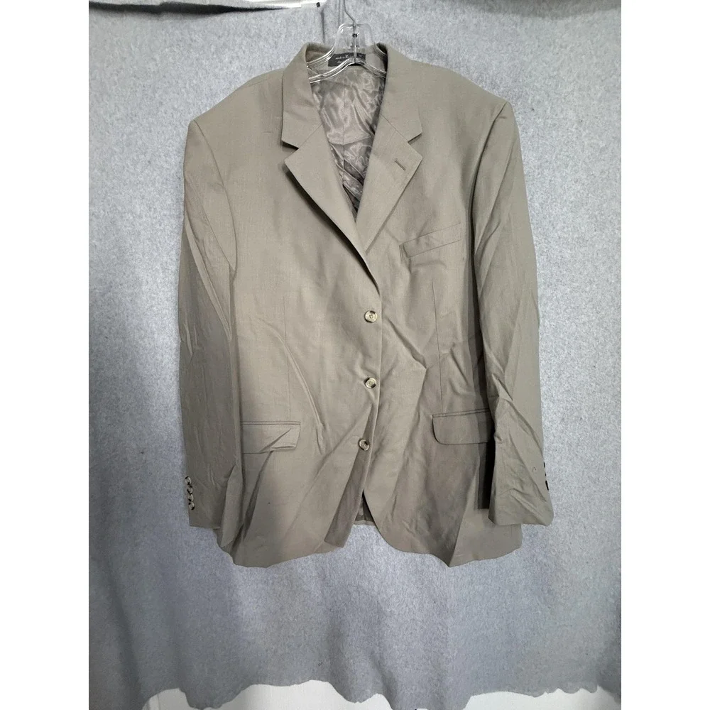 Gianfranco Ruffini Manzini Suit Mens 48L 44x32 Brown Wool‎ 2 Piece Jacket Pants